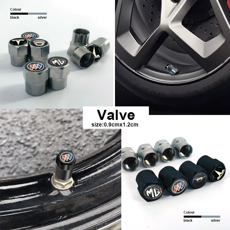 

4pcs Car Tire Hexagon Valve Black Silver Aluminum Alloy for dio civic 8 10 2008 8 fit crv 3 freed hrv jazz adv car accessories