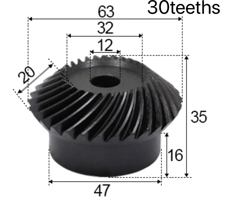 

2pcs 2Module 15/18/20/25/30Teeths inner hole:8-12mm 1:1 Precision Spiral Bevel Gear Carton Steel