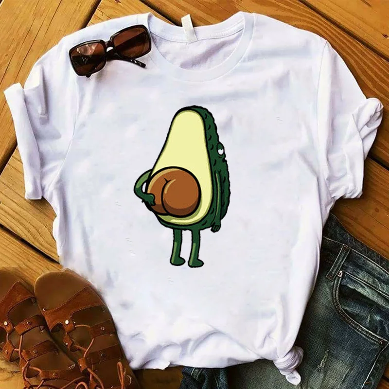 

Women T Shirt Avocado Cartoon Print Tshirt Women Short Sleeve O Neck Loose T-shirt Ladies Summer Causal Tee Shirt Clothes Tops