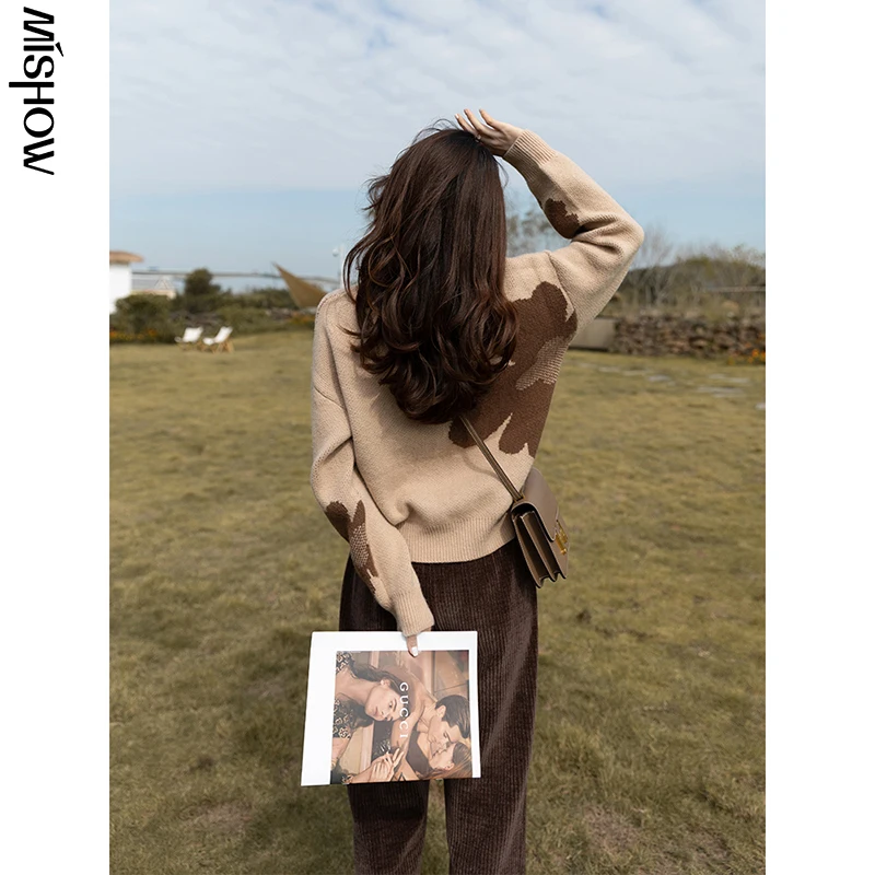 MISHOW свитер для женщин 2021 осень зима толстые свободные пуловеры с буквенным