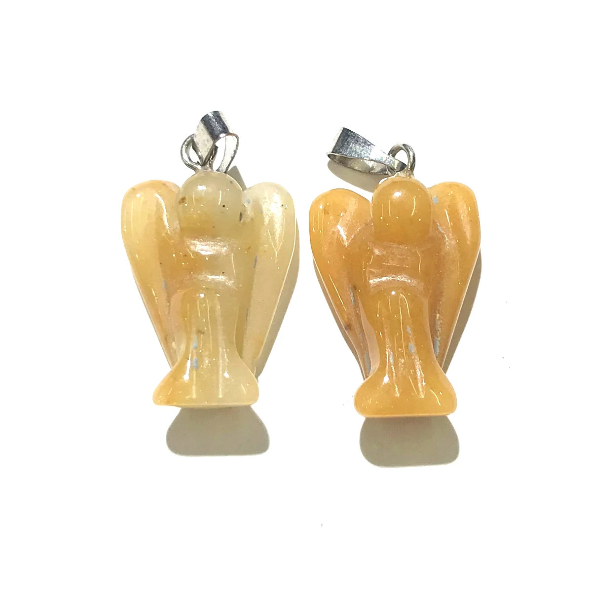 Yellow Jade Натуральный камень в форме ангела кристалл Агаты Подвески Счастливый Камень кулон для самостоятельного изготовления ювелирных изделий ожерелье аксессуары 15 мм x 23,5 мм - Окраска металла: Yellow Jade