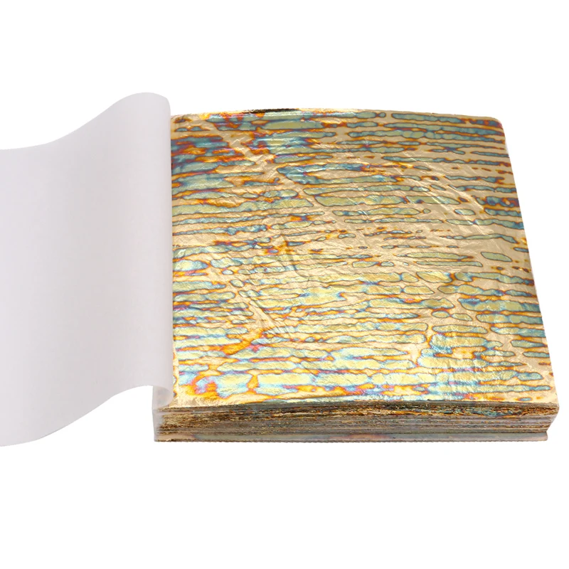 14x14cm Colorful Imitation Gold Leaf Sheet Variegated Gold Foil 50pcs/booklet for Nail Gilding Craft Paper Furniture Decoration