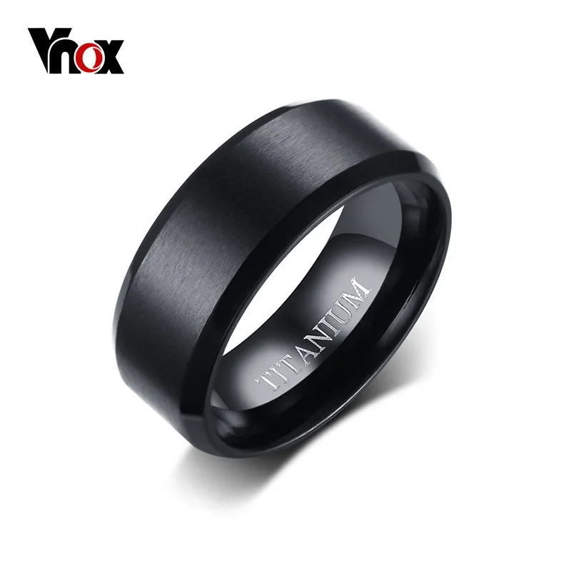Мужское обручальное кольцо Vnox из титана черного цвета 8 мм ювелирные изделия|ring
