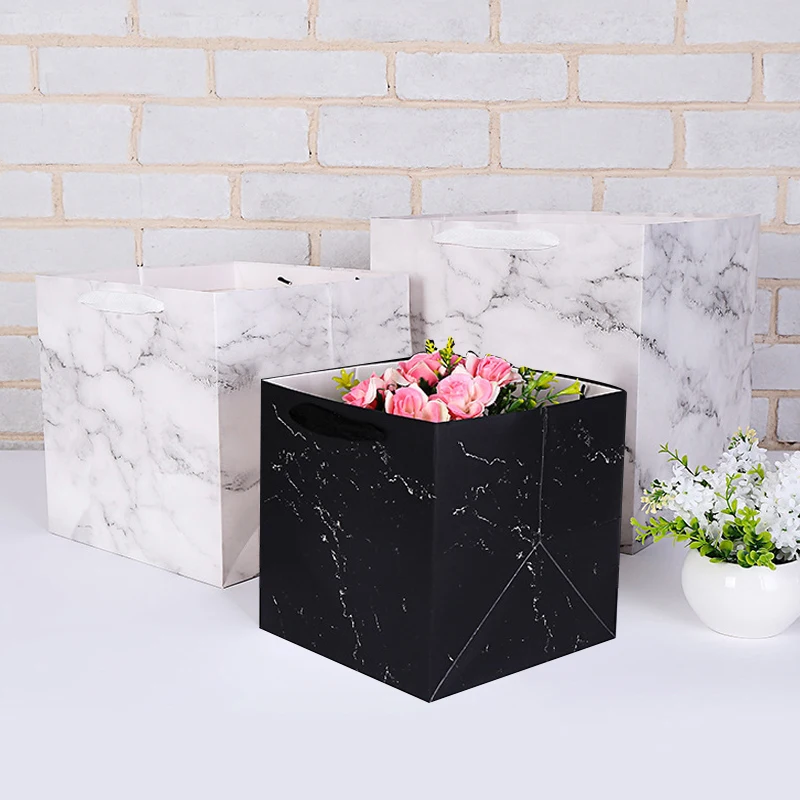 1 шт. Мрамор узор Бумага подарочные пакеты упаковка Цветы Коробки упаковочная