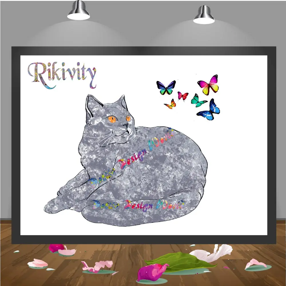 Rikivity стена с изображением серой кошки животных украшение для гостиной
