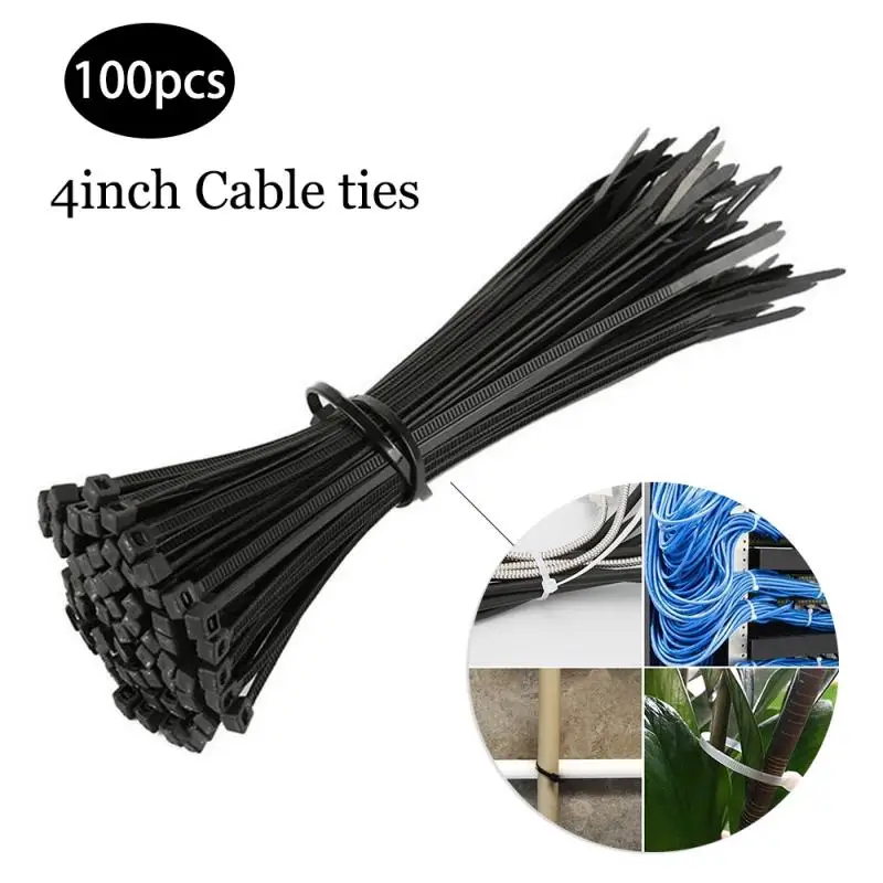 

100pcs Self-locking Nylon Cable Ties Plastic Zip Tie Wire Durable Binding Wrap Straps Wiring Accessories 4inch cable tie