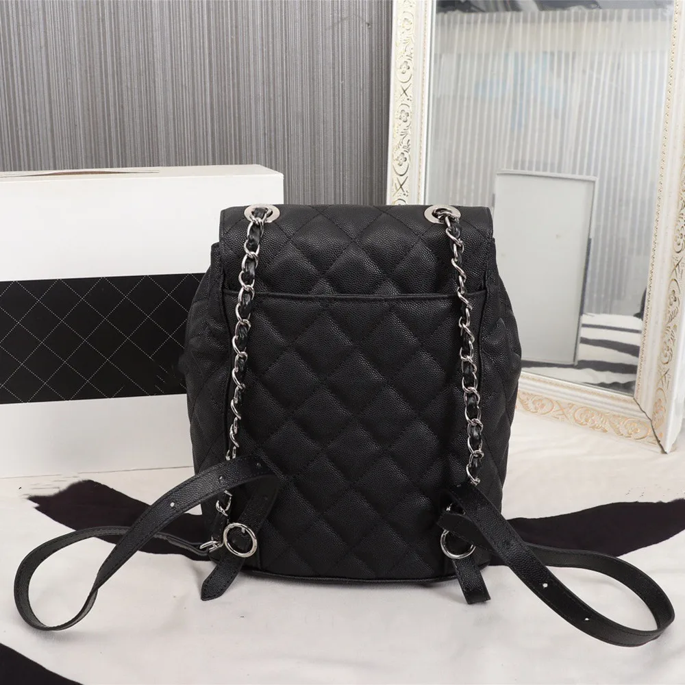 

Famous designer rhomboid L cowhide backpacks women's classic high volume travel bag daily backpack