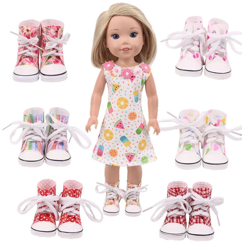 

2020 New Baby New Born Fit 18 inch Doll Shoes Accessories Line Strap Canvas Shoes For Baby Birthday Festival Gift