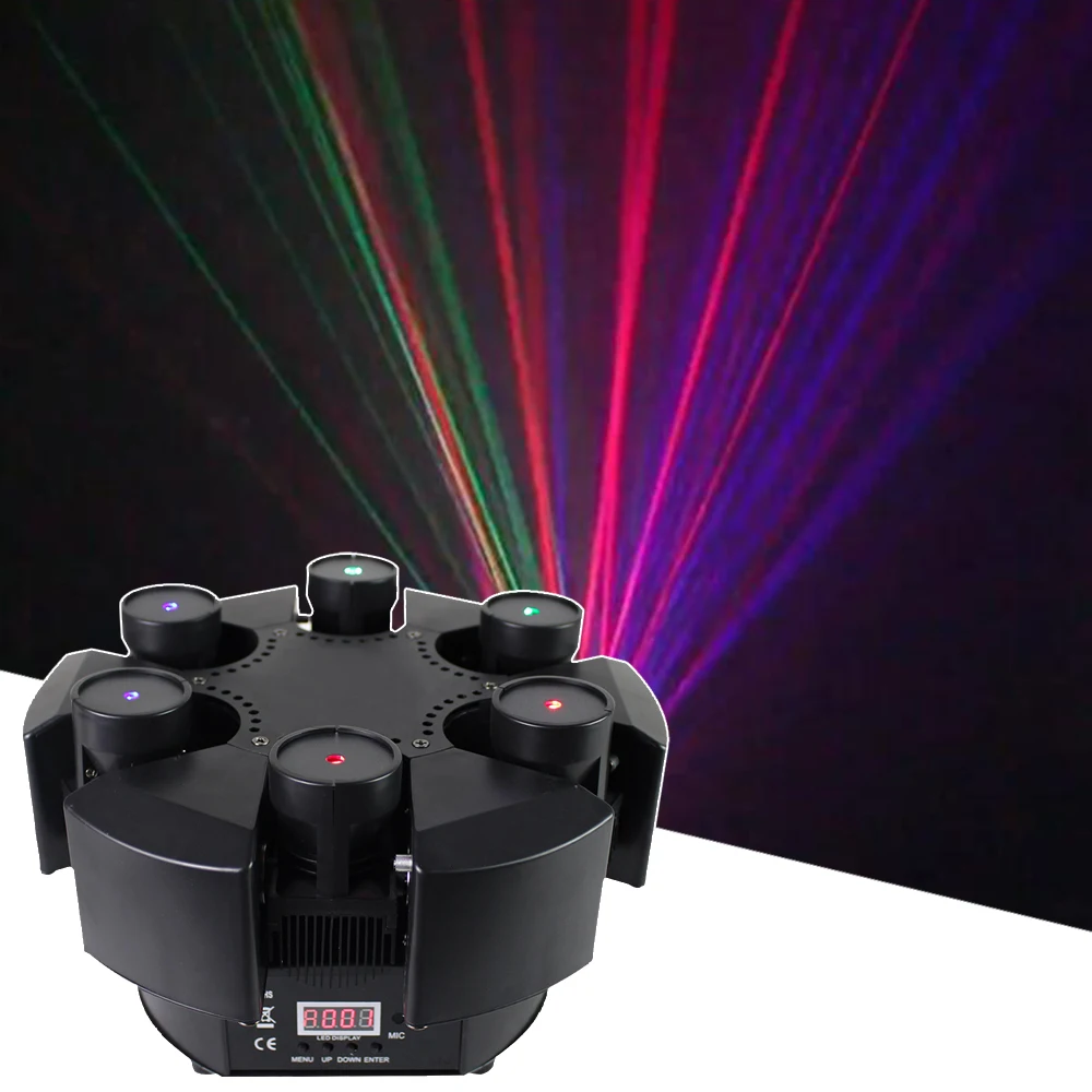 Умный лазерный светильник с движущейся головкой 6 головок RGB Цветочный цвет