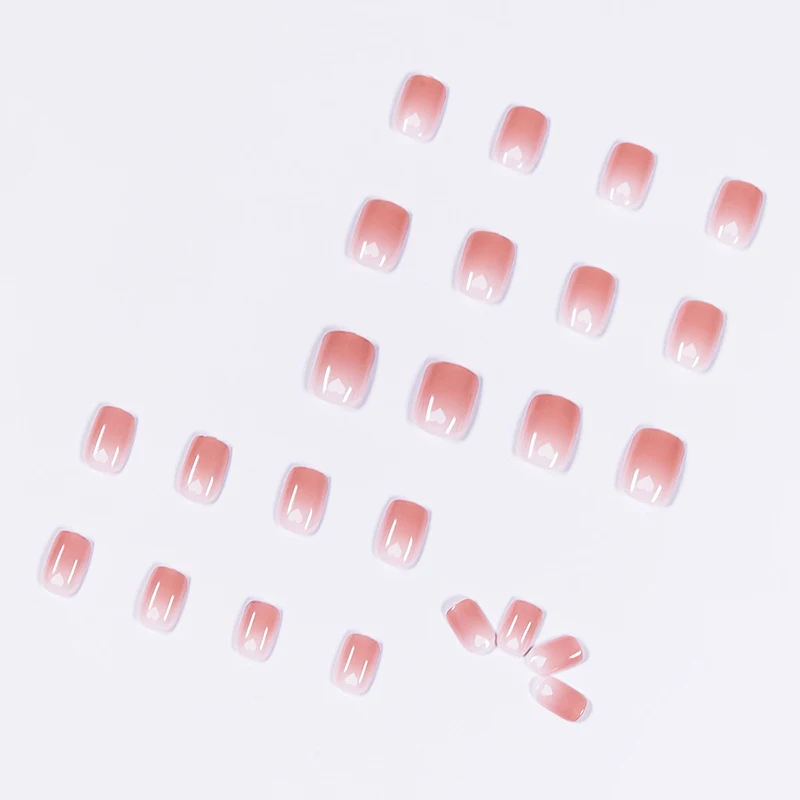 

24pcs Artificial Nails With Glue Pink Love Wear Short Paragraph Fashion Manicure Patch False Nails Fake Nails Press On TO