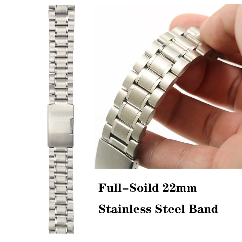22 мм ремешок для часов из прочной нержавеющей стали серебро золото полный