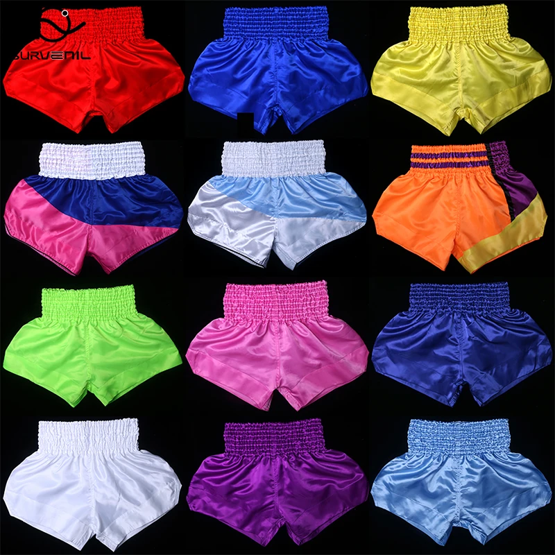 

Trousers Muay Thai 2021 New Solid Color Woman Man Mma Pants Boy Girl Child Boxing Shorts Kickboxing Sanda Clothes OEM Support