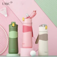 ussc thermos vacuum cup fashionable thermos cup stainless steel straight body bouncing straw cup sports fitness portable hz166