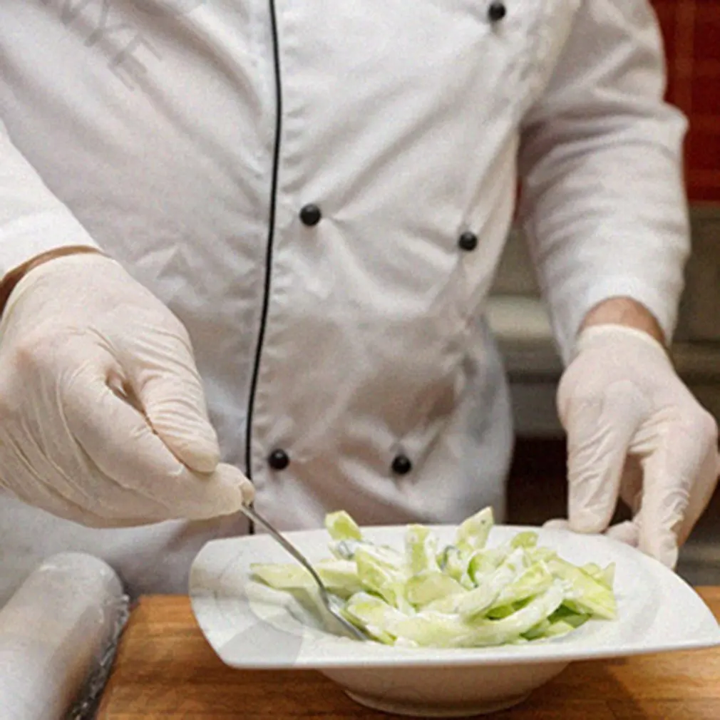 Одноразовые нитриловые перчатки 100 белых пищевых защитных перчаток |