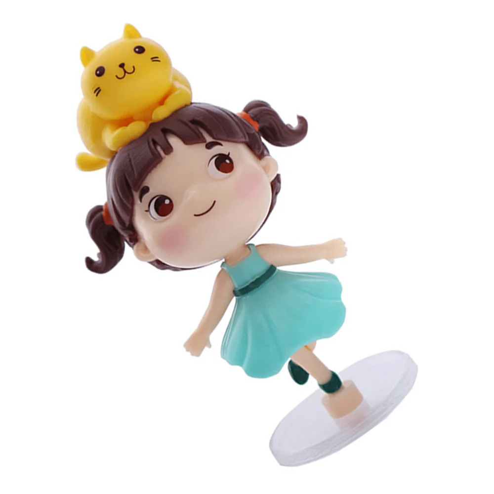 

1Pc ABS Cake Adornment Decorative Cat and Girl Figurine Lovley Desktop Ornament
