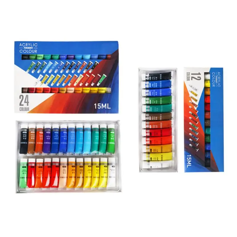 

12/24 Colors Professional Acrylic Paints 15ml Tubes Drawing Painting Pigment Hand-painted Wall Paint for artist DIY Beginner