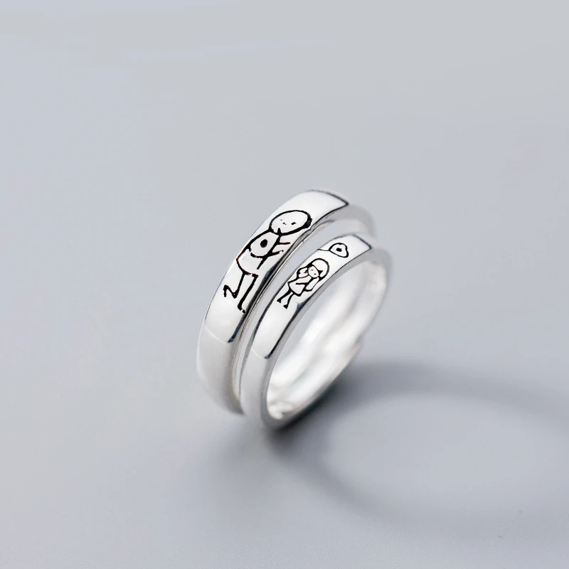 Кольцо из серебра 100% пробы для мужчин и женщин с мультяшными куклами|Кольца| |