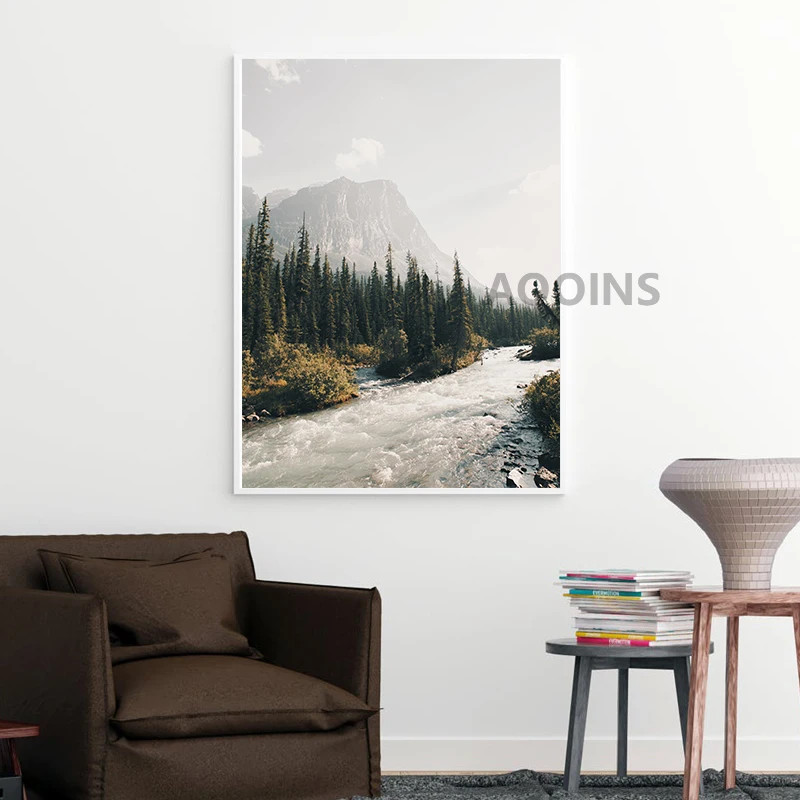 Пейзаж Монтана фотография постер туманная Гора залив настенные художественные