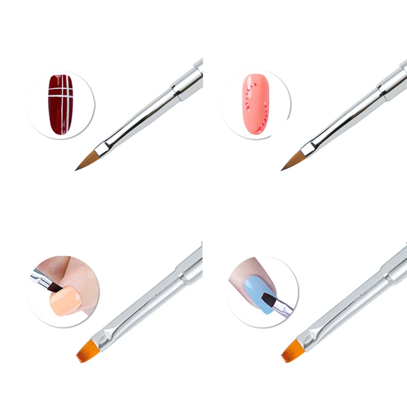 2 насадки для ногтей УФ-гель кристальная ручка плоская рисования кисть карандаш