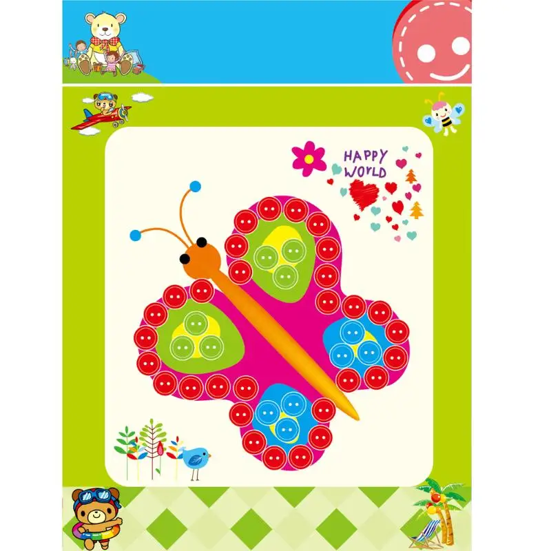 

Kids DIY Button Stickers Drawing Toys Handmade School Art Class Painting Drawing Craft Toys Children Early Educational