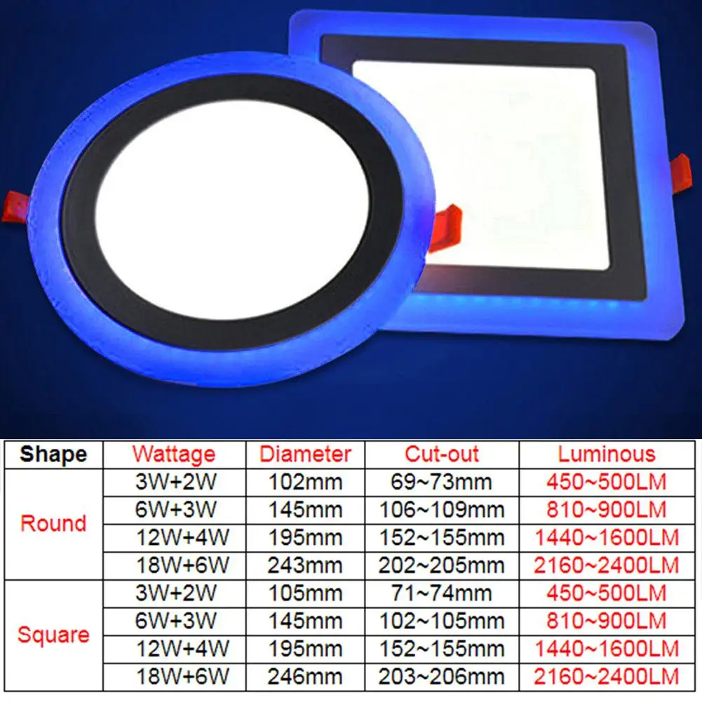 Двойной Цвет акриловый светодиодный встраиваемые потолочные Панель огни