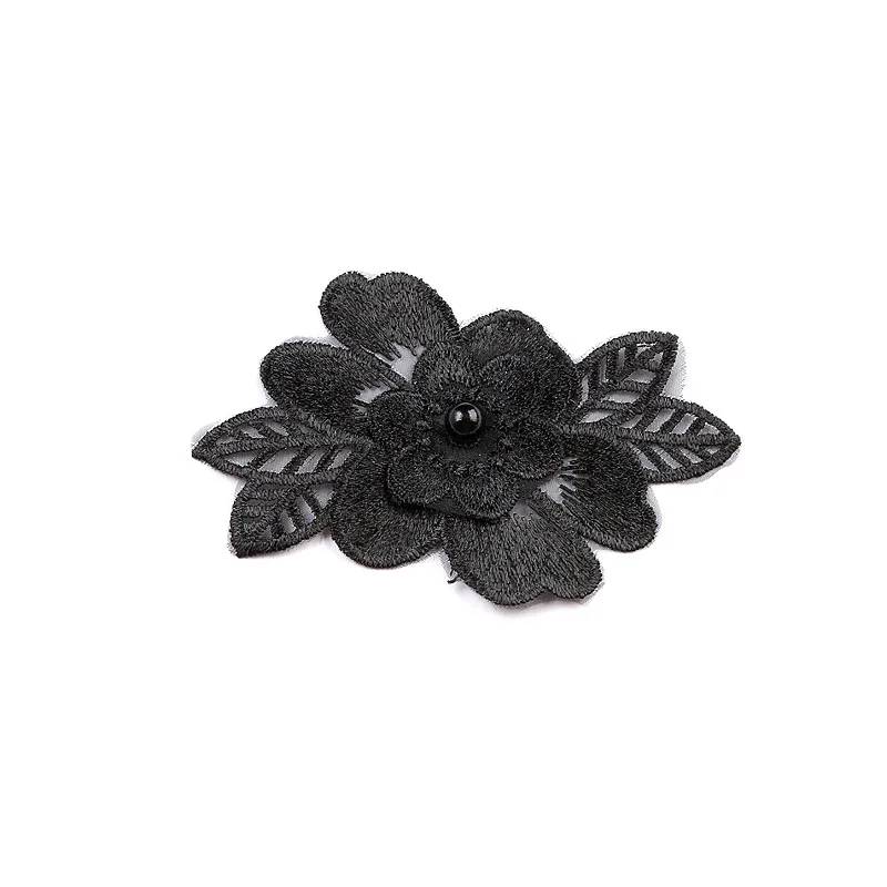 

Organza Laminate Handmade beaded pearl Lace flower Width 6 X 10CM Manufacturers Direct Selling Dacron Pearl Guipure Lace Fabric