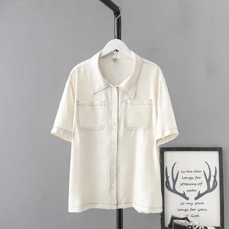 

Korean Plus Size Women Two Piece Set Chiffon Short Sleeve Shirt+Shorts Loose Casual Suit 2021 Summer Clothing Vetement Femme 4XL