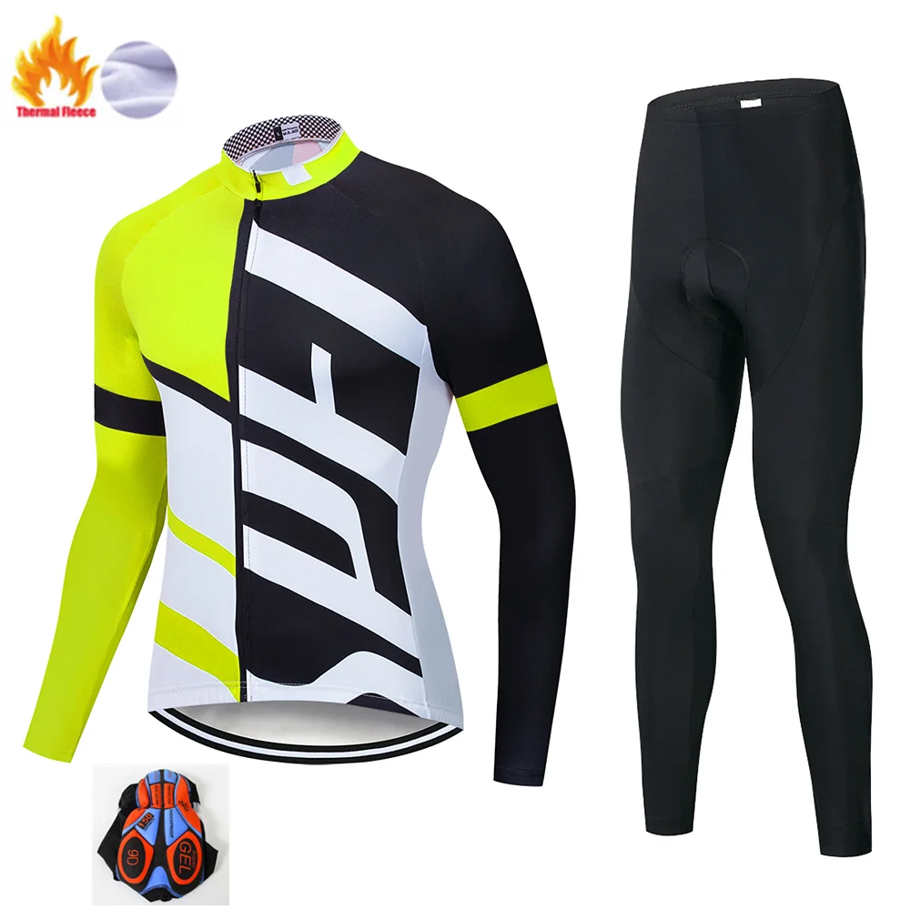 set3 Specializeding Зима Велоспорт Джерси тепловой флис с длинным рукавом велосипедная Одежда Набор Майо Ropa Ciclismo Invierno куртка - Цвет: set3