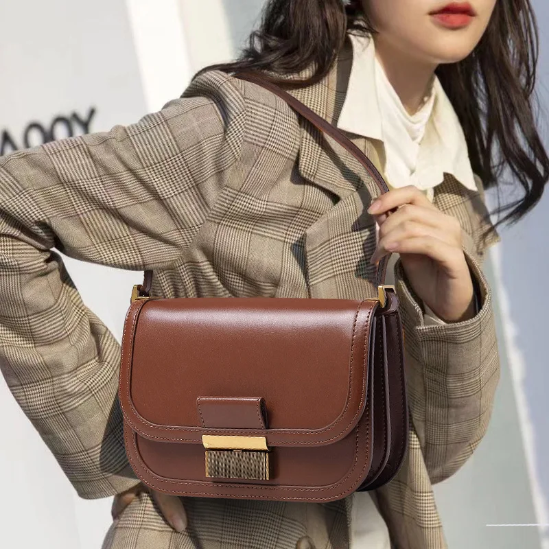 Дамская сумочка кожаная модная сумка через плечо квадратная ретро для подмышек