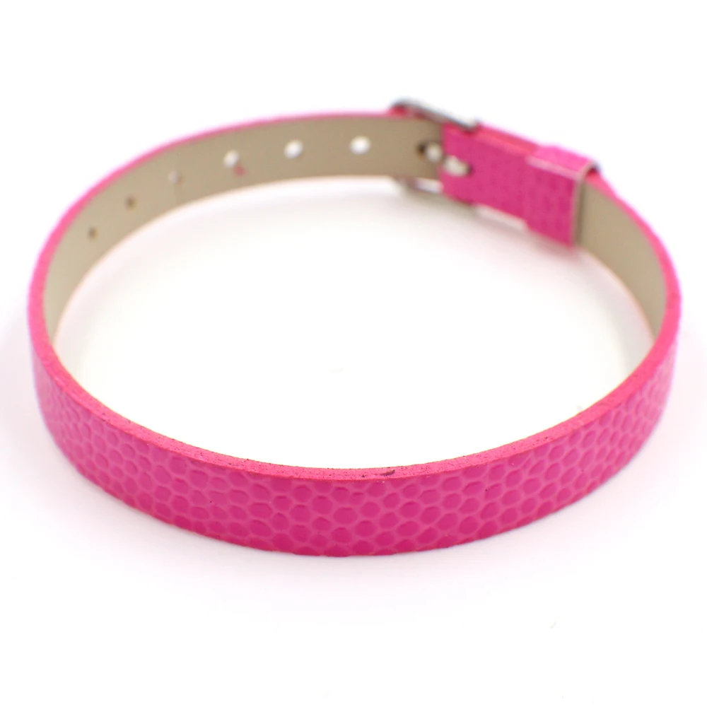 hot pink 10 шт 8 мм браслет с рисунком "Змеиная кожа" 8 мм* 210 мм pu кожаный браслет DIY Аксессуары подходят 8 мм скользящие подвески - Окраска металла: hot pink
