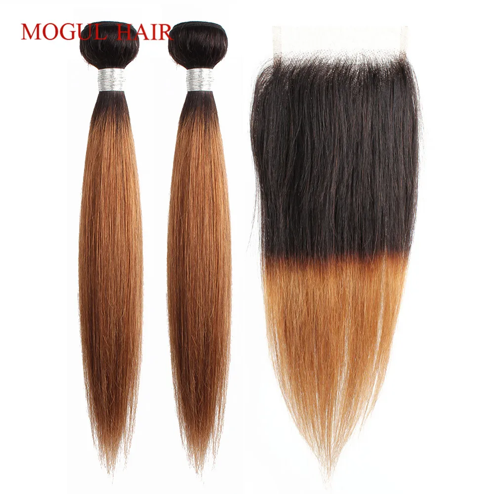 MOGUL волосы T 1B 30 Ombre пряди с застежкой Омбре Auburn коричневые перуанские прямые 3/4