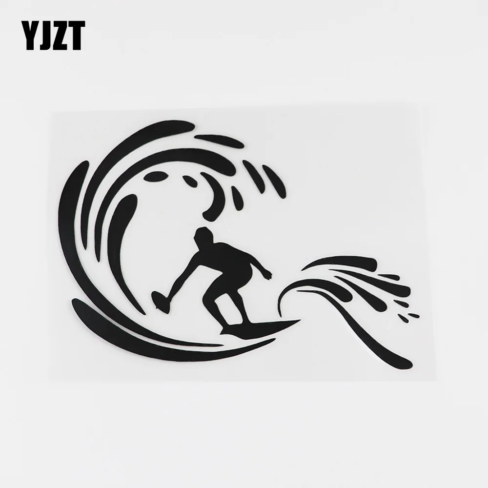 

YJZT 13.4CMX9.1CM Removable Surfing Surfboard Beach Decal Vinyl Car Sticker Black/Silver 8A-0736