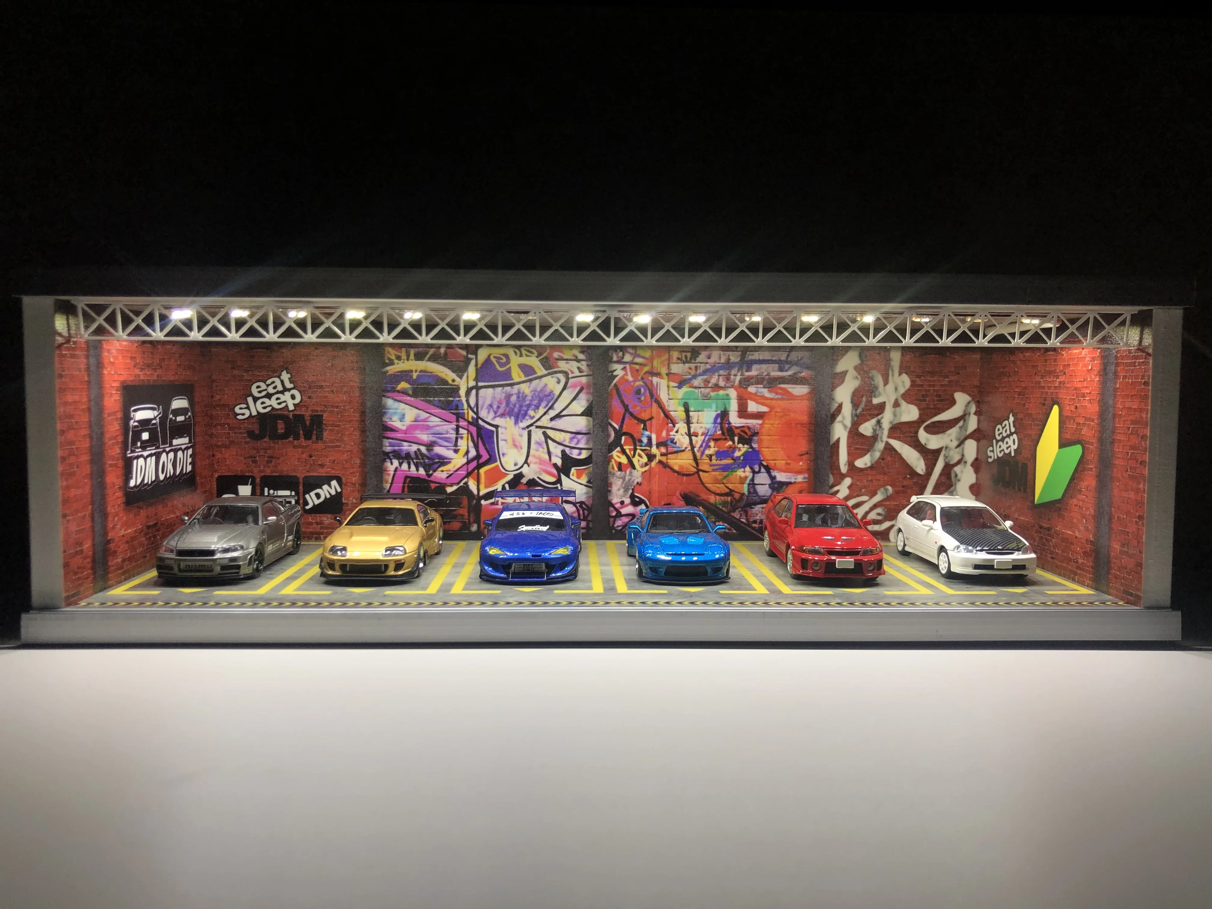 

G-fans Display cabinet bright scene carport LED light JDM ratio 1:64 model car stereo model garage