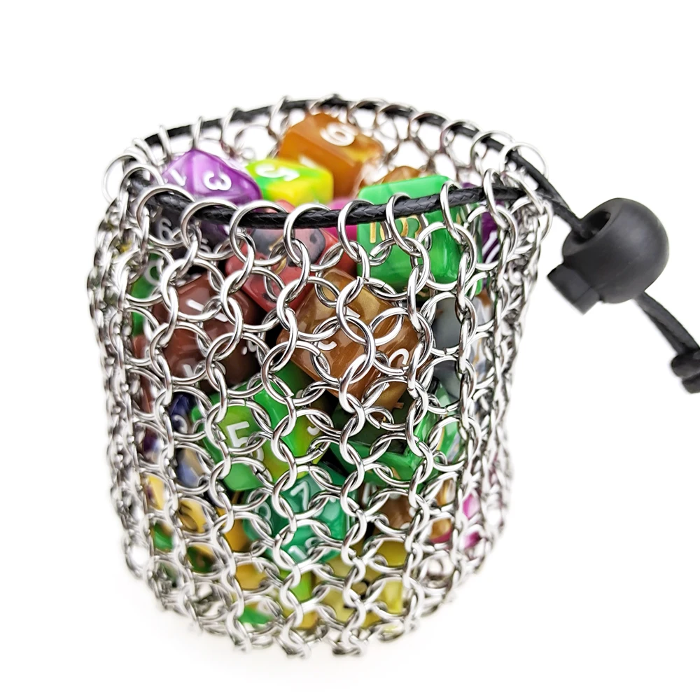 Сумка для костей Chainmail Вмещает около 49 игральных из нержавеющей стали кошелек