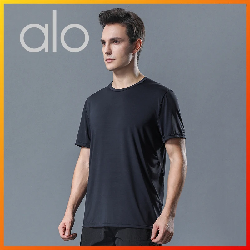 

Alo Yoga Summer Men's T-shirt Casual Fitness Shirt Gym Exercise Sports Top Men's Running Short-sleeved Breathable Quick-drying