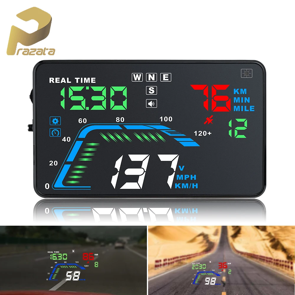 Автомобильный проектор лобового стекла Prazata HUD GPS спидометры 5 дюйма | Автомобили и