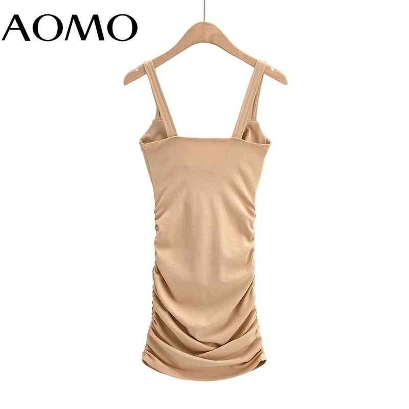 

AOMO Women Solid Bow Hollow Party Dress Sleeveless 2021 Fashion Lady Short Dresses Vestido 4P53A