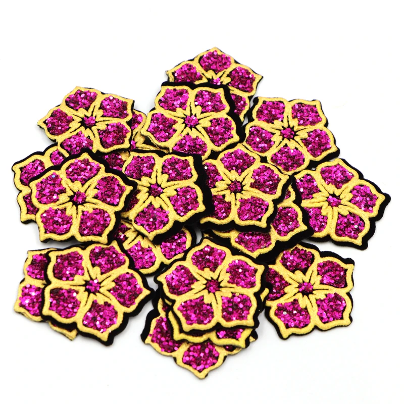 Патчи с блестками и лепестками 10 шт./лот наклейки для пришивания помощью утюга