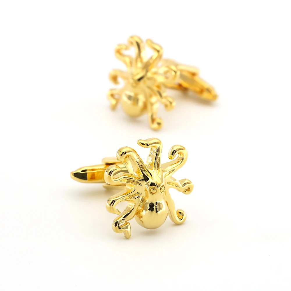 Мужские запонки в виде осьминога качественные из латуни золотого цвета модные Paul