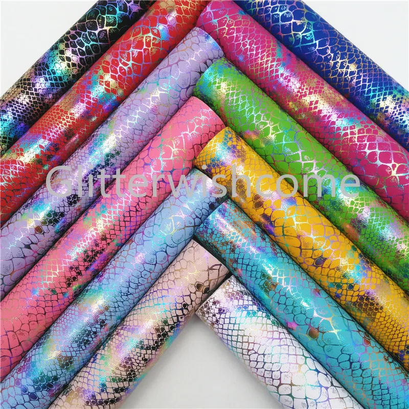Винил Glitterwishcome размера A4 21 х29 см для бантов радужная металлическая змеиная кожа
