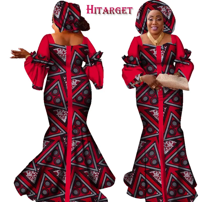 Женское платье с шарфом длинное в африканском стиле модель WY2347|african dresses for women|african