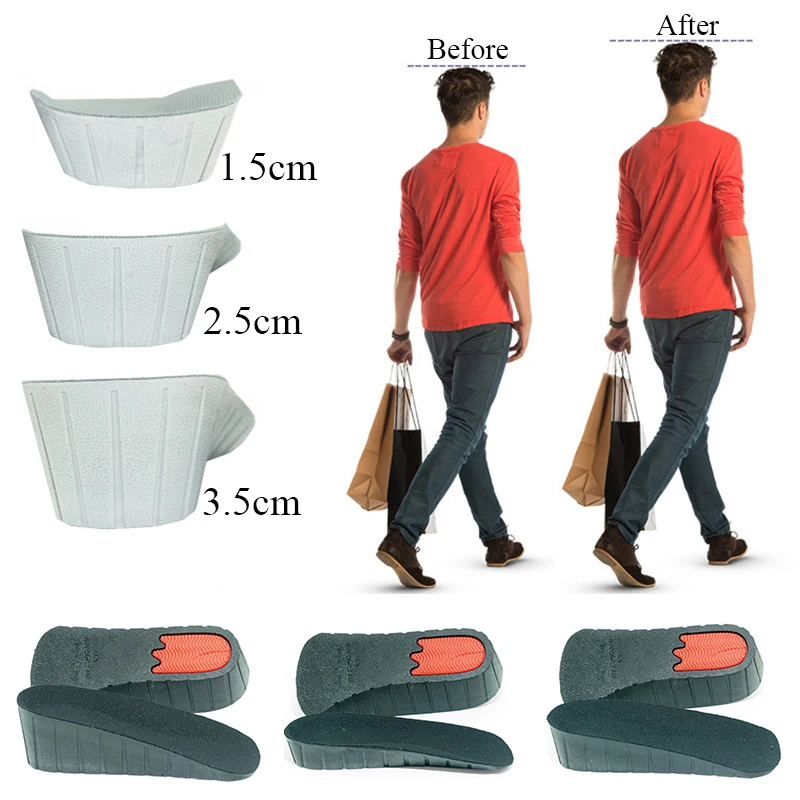 

2021New Heighten Insoles Height Increase Insole Arch Support Heel Pad Shock Absorption Insoles for Feet Light Weight Shoes Pad