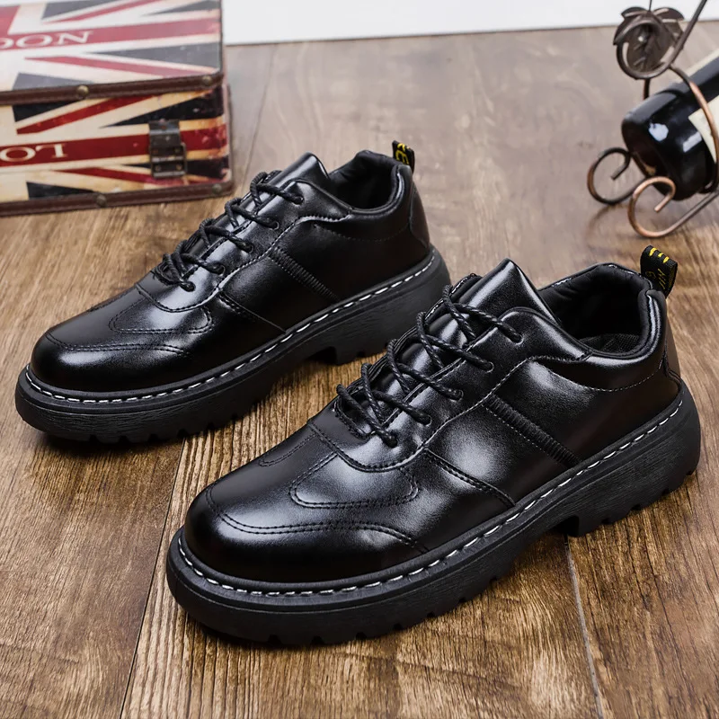 

2021 Spring New Leather Men's Casual Leather Martin Shoes High Quality Men Anti-Slip Big Head Leather Shoes Men Driving Shoes