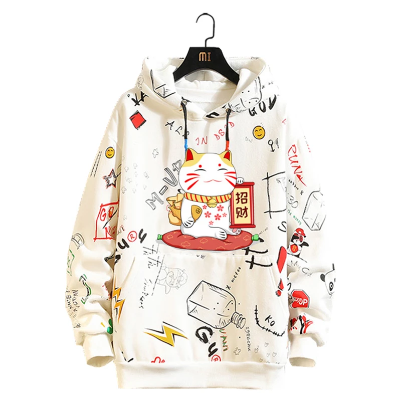 

Осень/зима, новинка, модная индивидуальная свободная толстовка с граффити, трендовая Толстовка Оверсайз в стиле японского аниме, толстовка ...