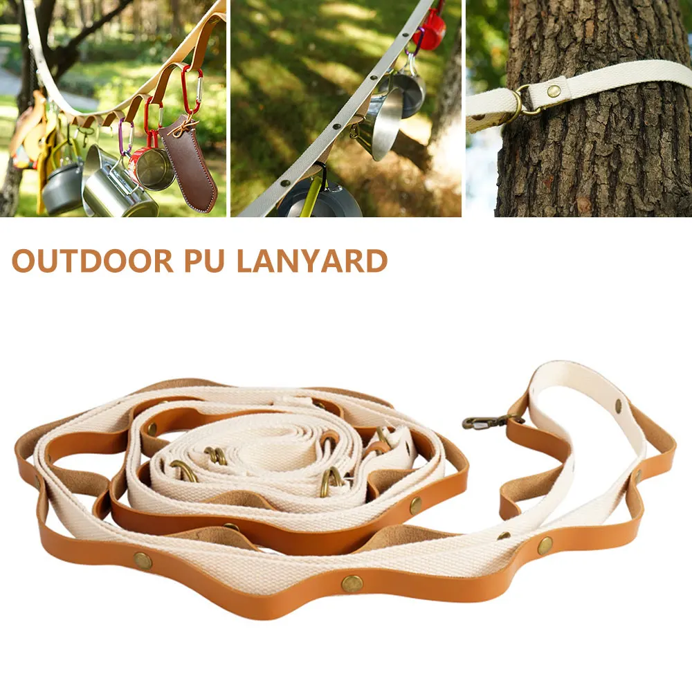 

Anti-slip PU Leather Hanging Clothes with Storage bag Straps Outdoor Camping Hanging Rack Hooks Cookware Hanger tool