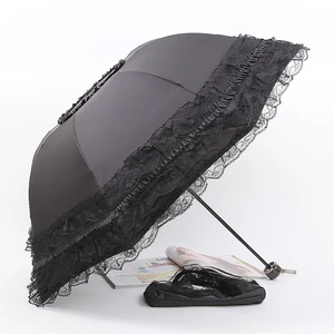 Lady Lace Umbrella Female Gifts Sunshade Paraguas Women Princess Sun Umbrella Compact Portable Folding Windproof Rain Umbrella