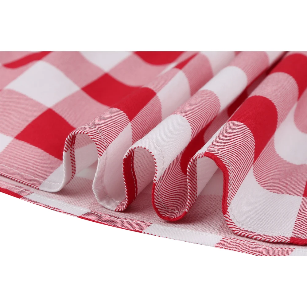 Юбка женская плиссированная средней длины хлопковая в клетку с высокой талией