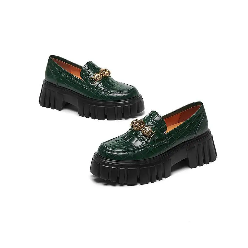 

Female Loafers Flat Platform Women Shoes Casual Slip On Round Toe Solid Black Green Ladies Shoes For Women 2021