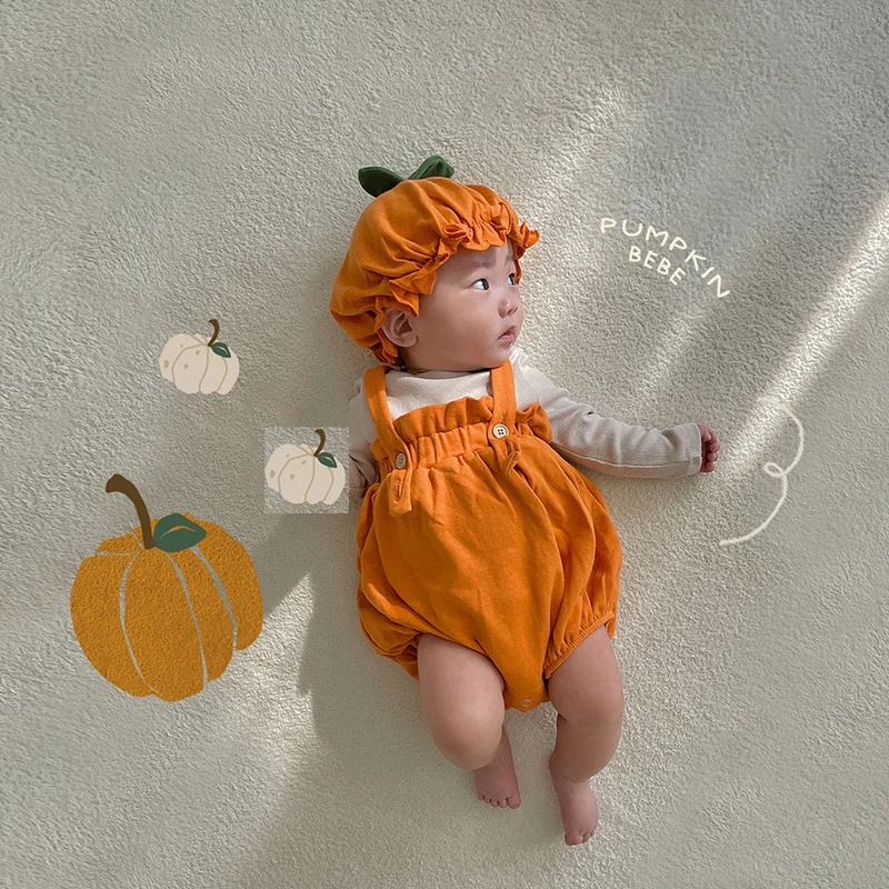 

Little Pumpkin Cosplay For Newborn Baby Vegetables Halloween Costumes Jumpsuit For Kids Rompers Winter Autumn