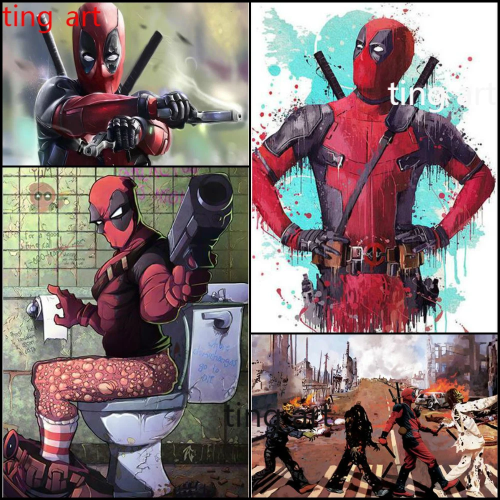 Марвел Веселый Дэдпул Аниме Полная Алмазная Вышивка Мозаика Картина Наборы для Крестиком Домашнего Декора Сделай Сам.